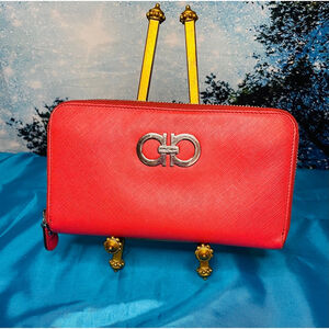 Salvatore Ferragamo Red Leather Wallet VGUC